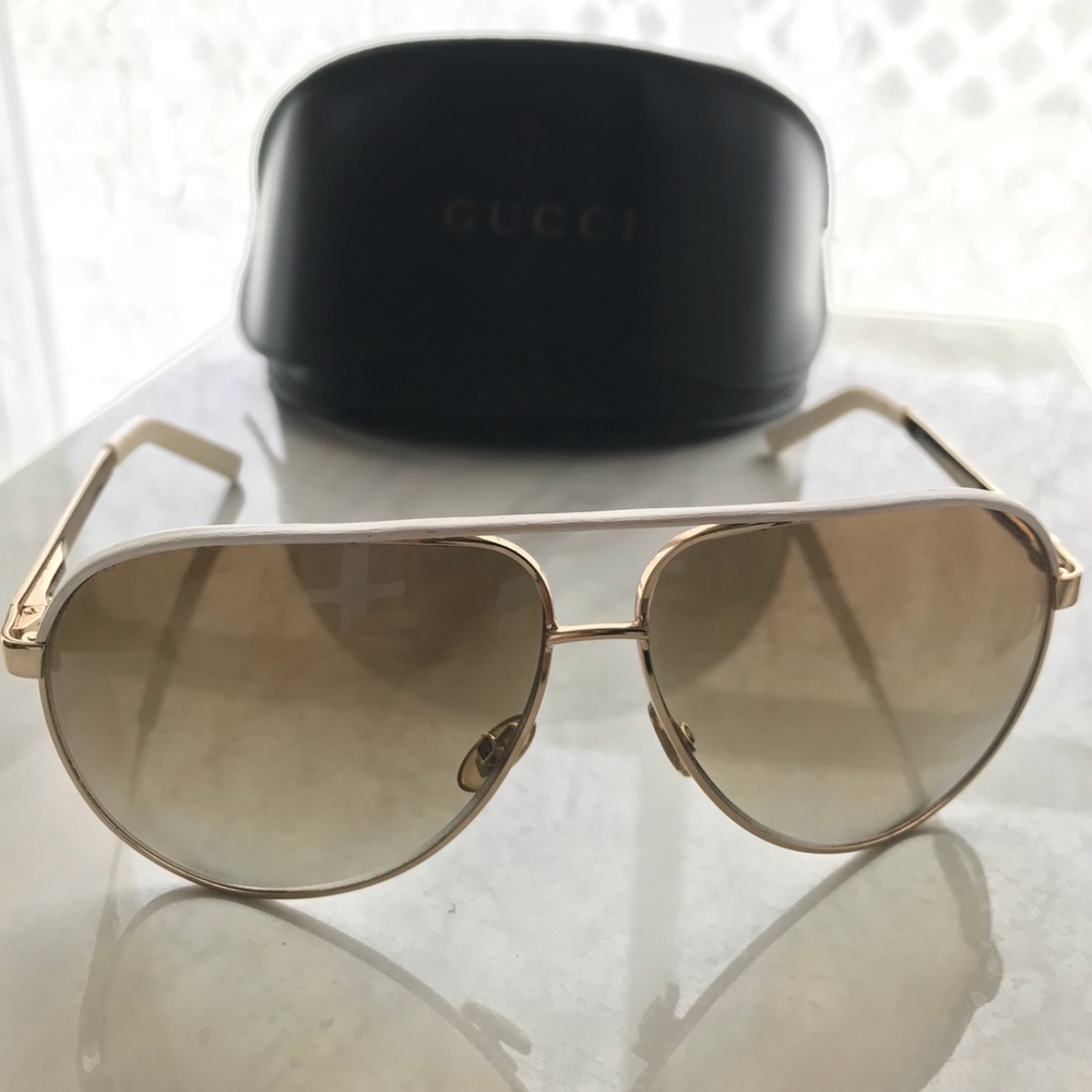 GUCCI GG 1827/S BNCIS Pilot Aviator Gold White